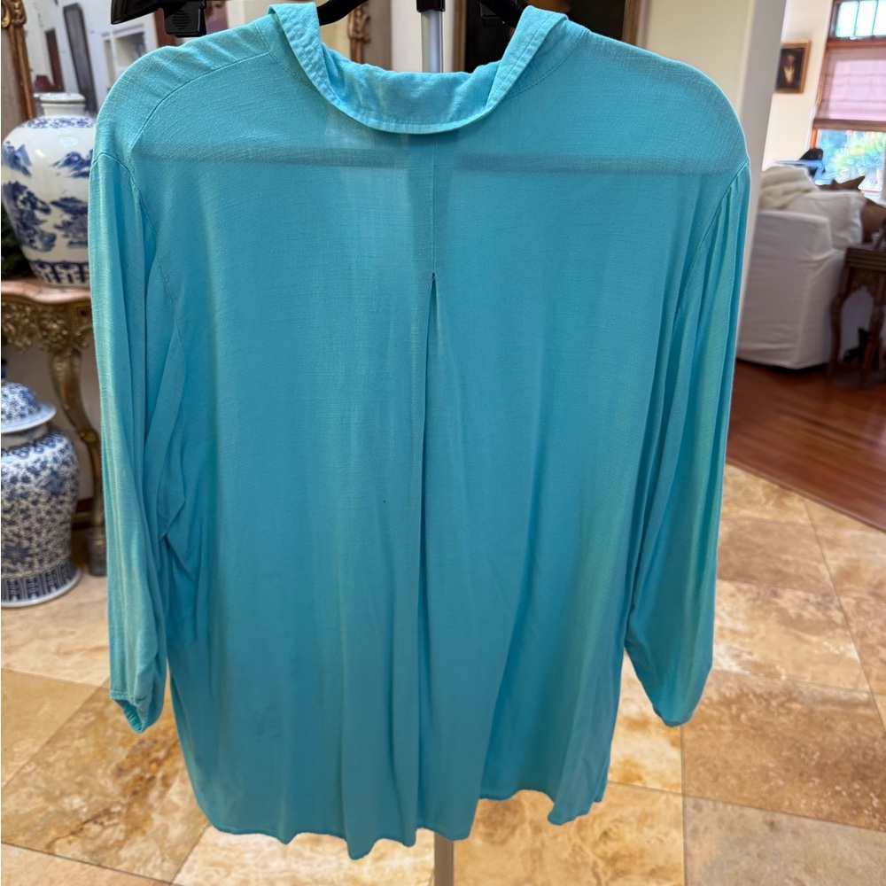 Chico's Aqua Button-Down Shirt - image 2